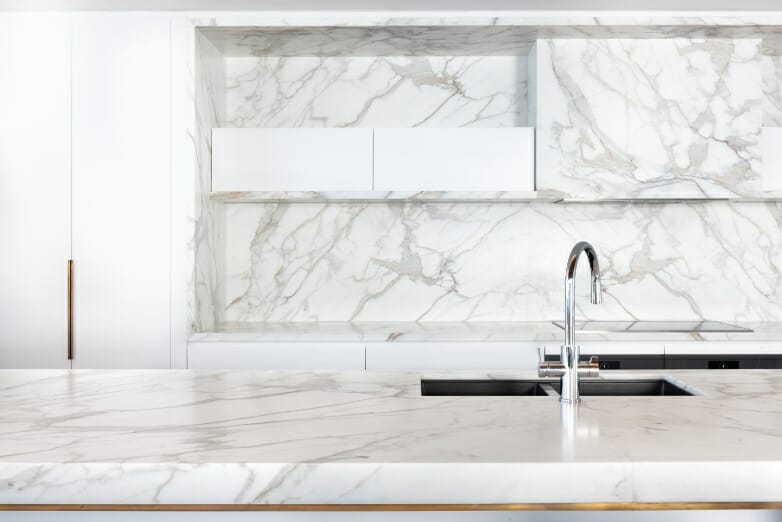 HEADING 1.1 IMAGE Calacatta 021 Extra Honed kitchen  Jess OShea Designs Salt kitchens Gathering.light  1